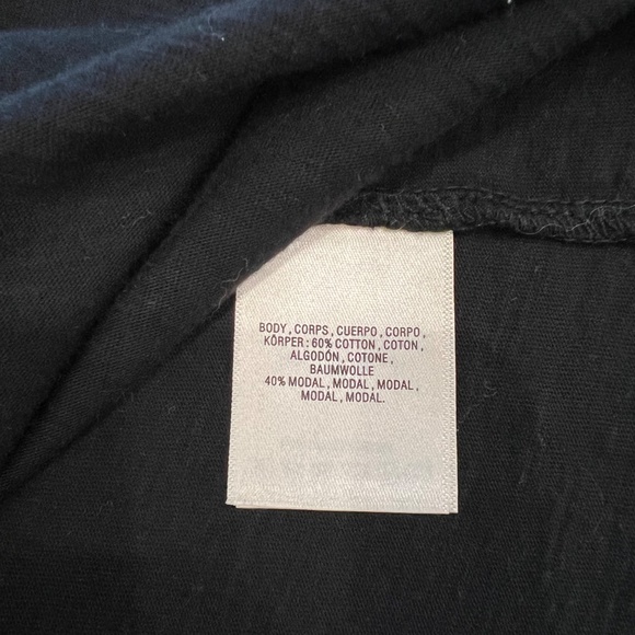 Maeve by Anthropologie Black Ruffle Neck Rouched Long Sleeve Tee- SZ L - Picture 9 of 11